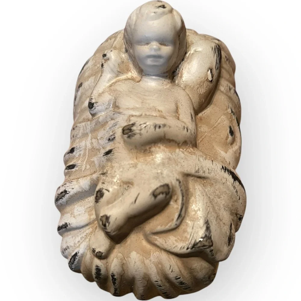 Robert Stanley Nativity Baby Jesus Promise Replace Whitewash Resin 4.25
